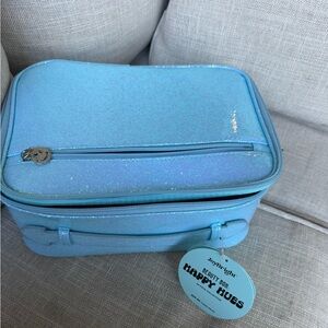 Blue Cosmetic case for travel NWT Glitter Beauty Box